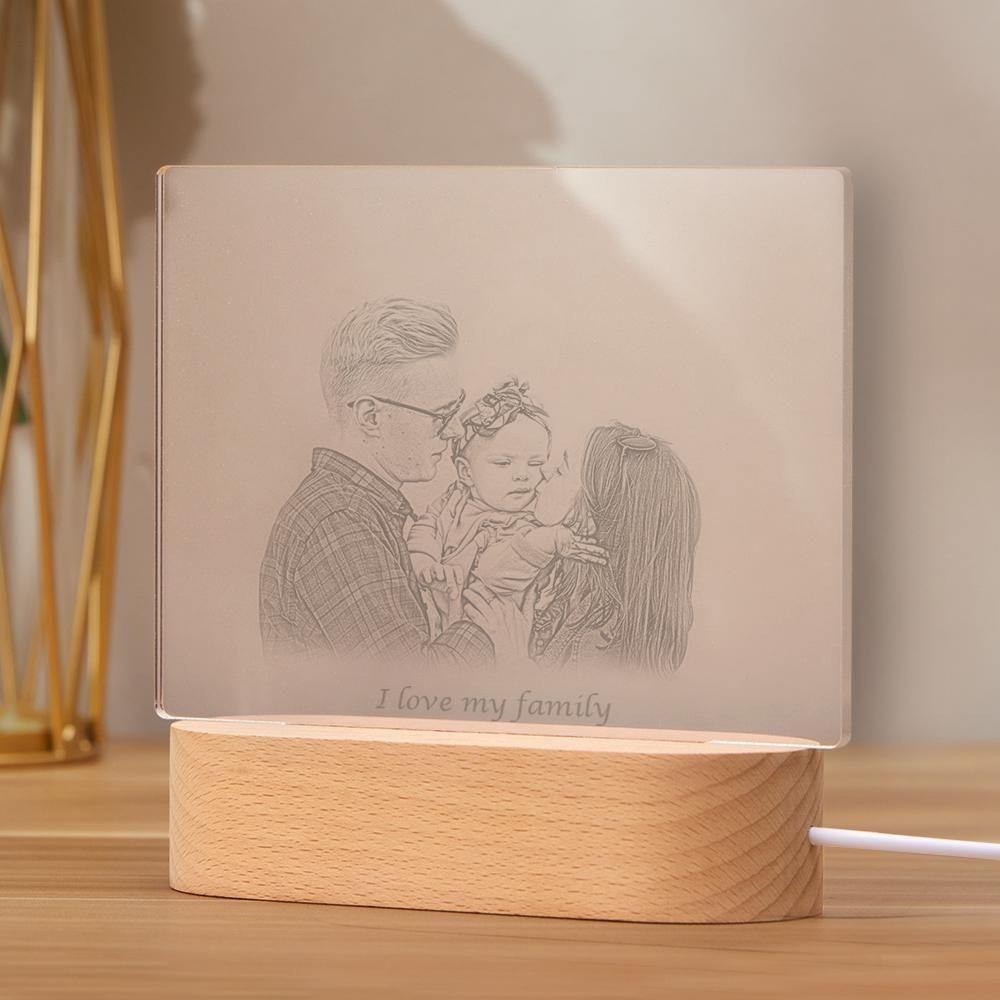 Personalized Photo Engraved Night Light Family Theme