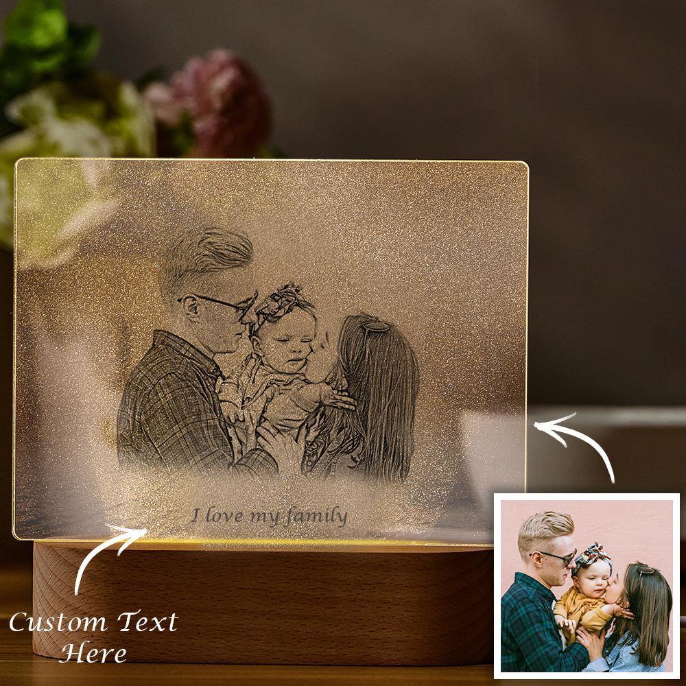 Personalized Photo Engraved Night Light Family Theme