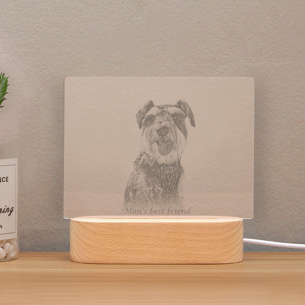 Personalized Photo Engraved Night Light Dog Theme