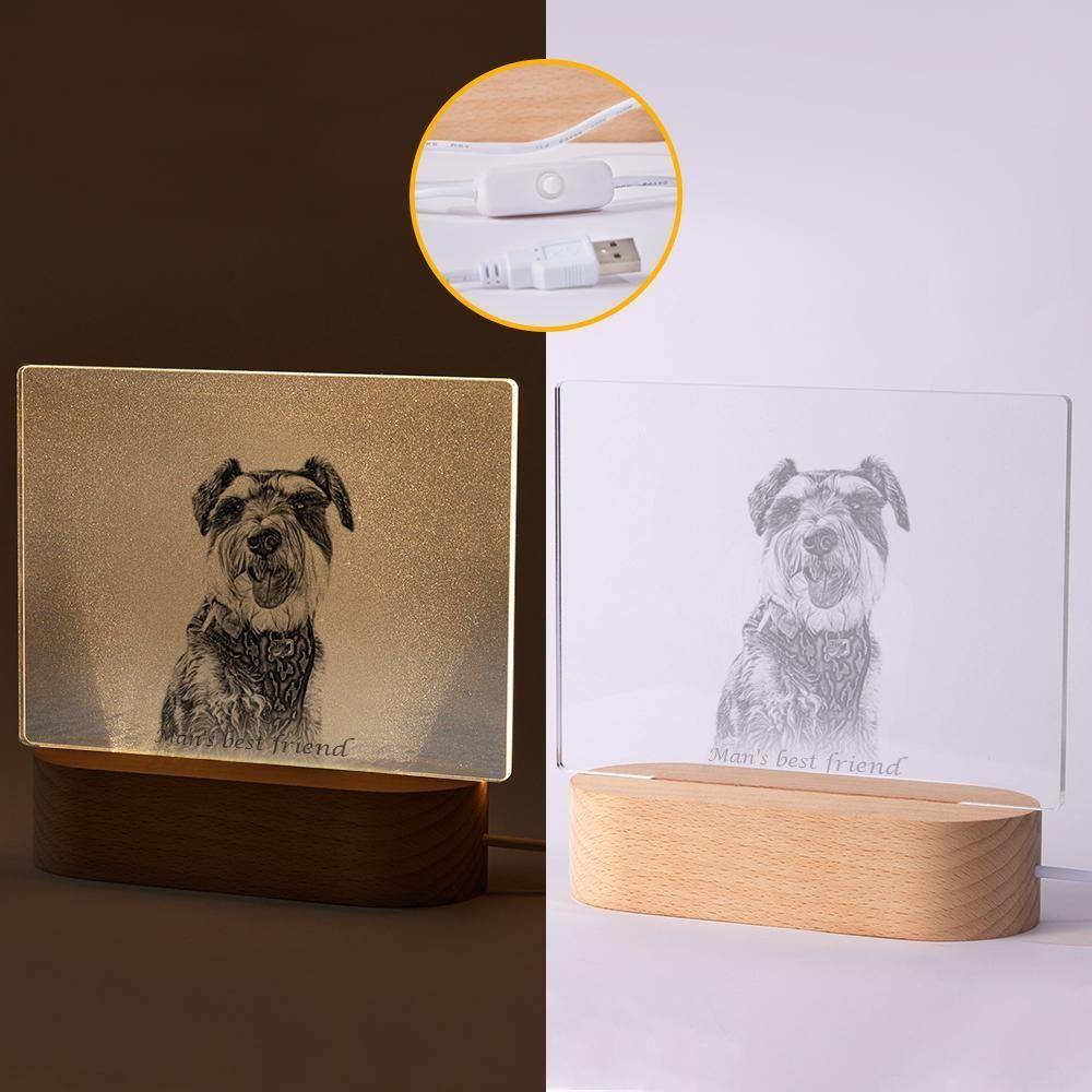 Personalized Photo Engraved Night Light Dog Theme