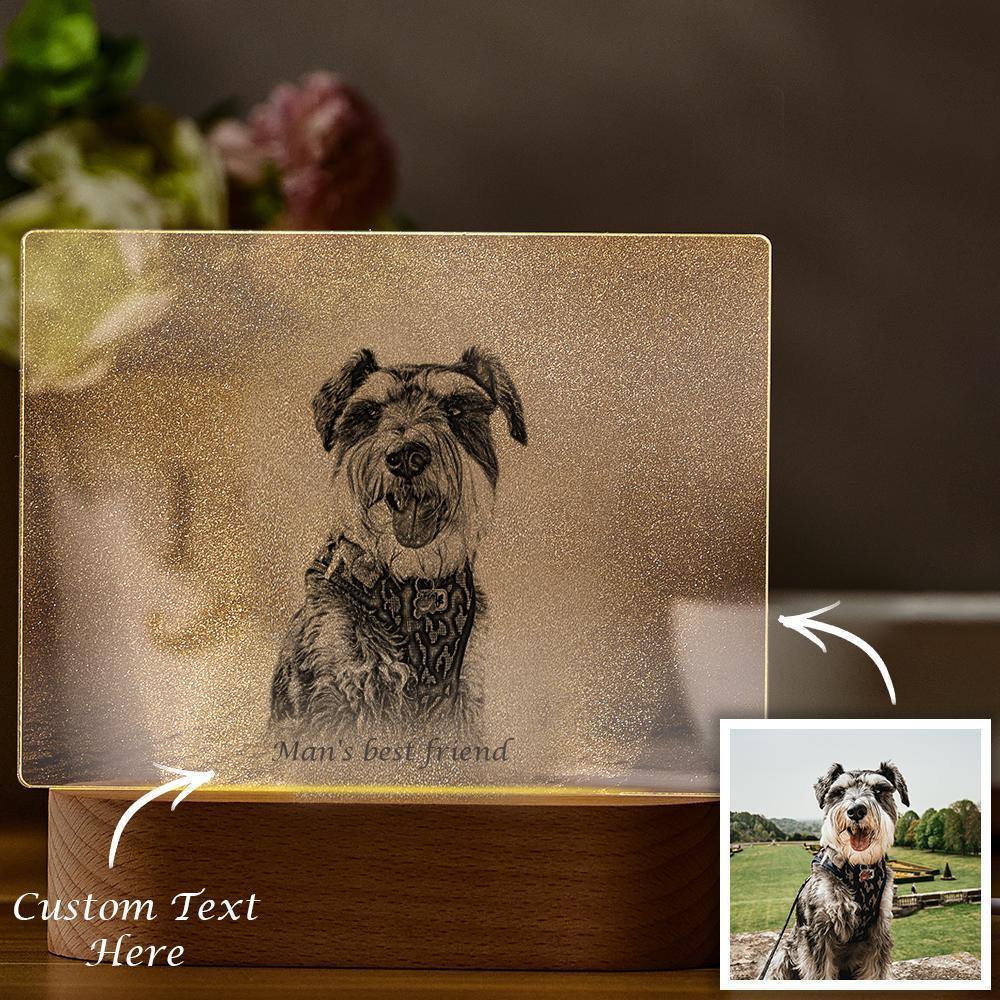 Personalized Photo Engraved Night Light Dog Theme