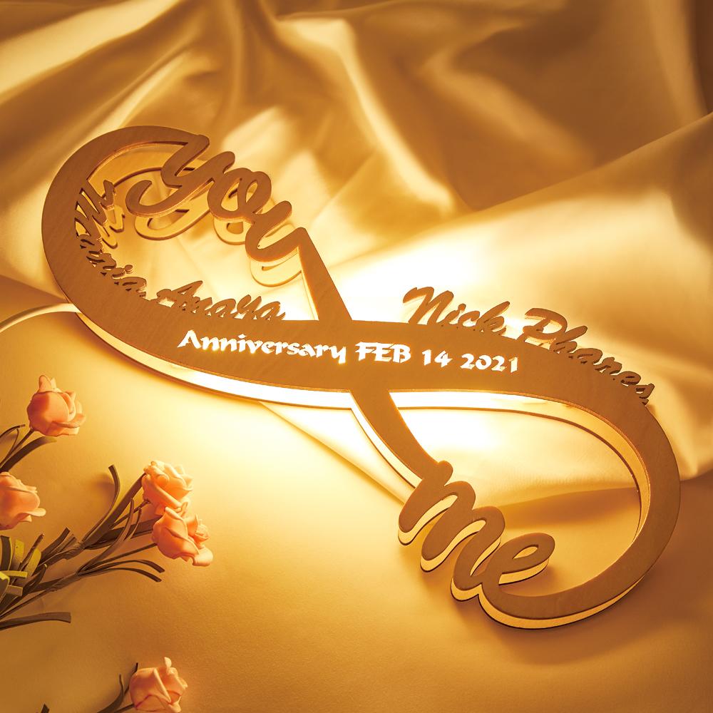 Custom Engraved Nightlight Wood Lamp Infinity Love Creative Gift for Her