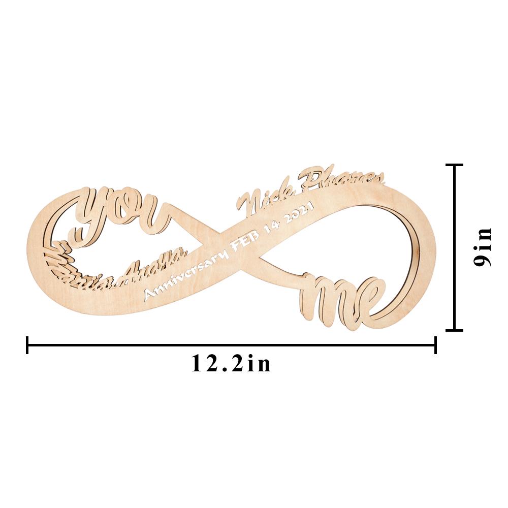Custom Engraved Nightlight Wood Lamp Infinity Love Creative Gift for Her