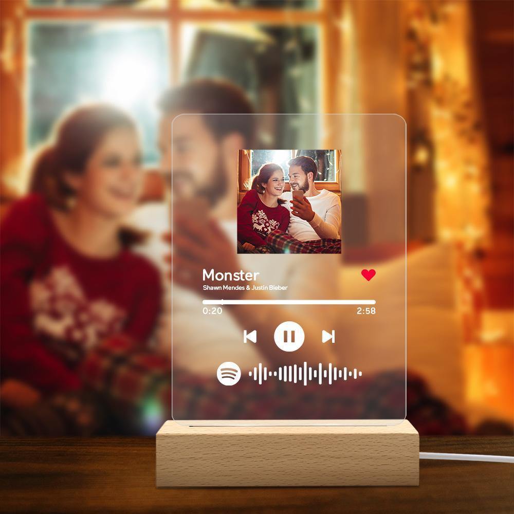 Custom Spotify Glass Music Plaque Night Light Spotify Code Lamp