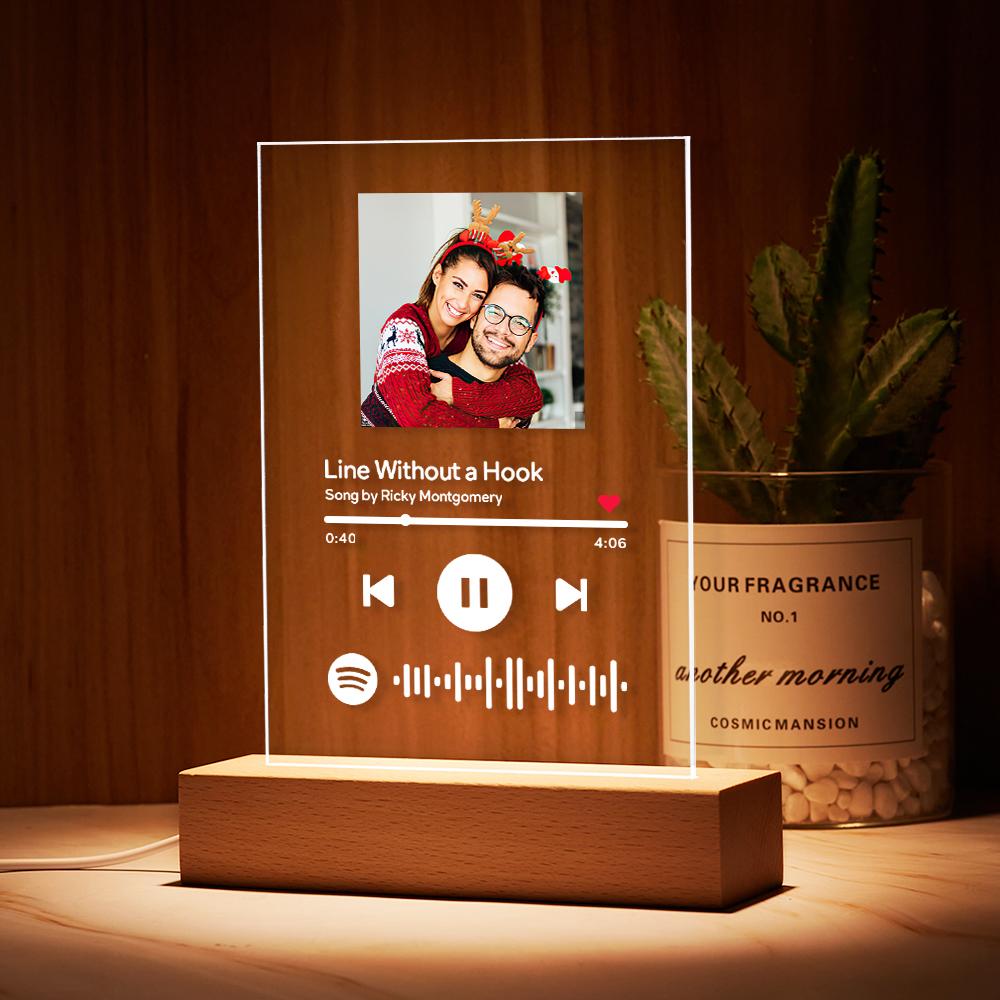 Custom Spotify Glass Music Plaque Night Light Spotify Code Lamp Christmas Gift
