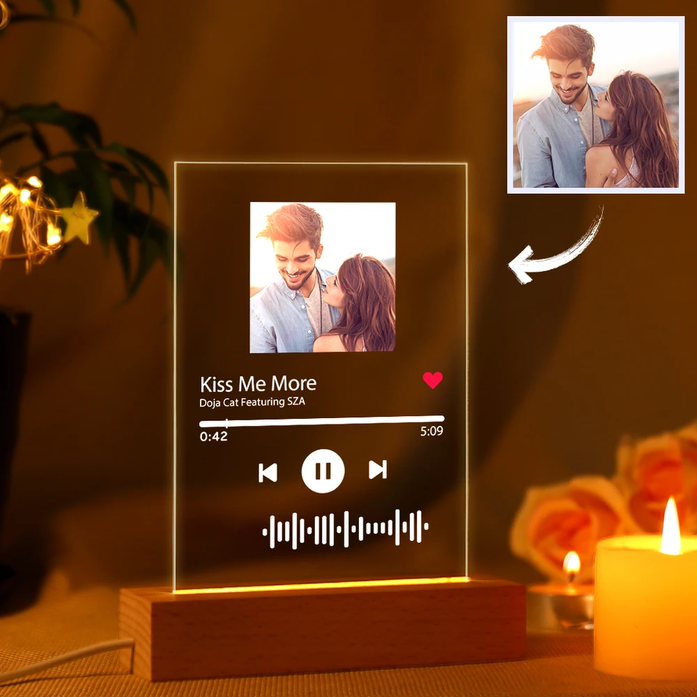 Custom Music Glass Music Plaque Night Light Music Code Lamp Christmas Gifts
