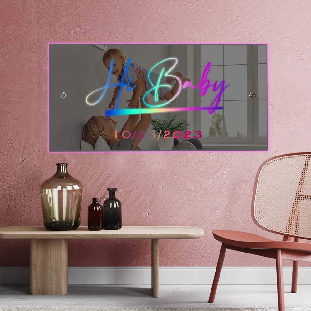 Custom Name Mirror Sign Custom Text Led Multi Color Light Up Wall Hanging Neon Signs Home Decor Anniversary Gift