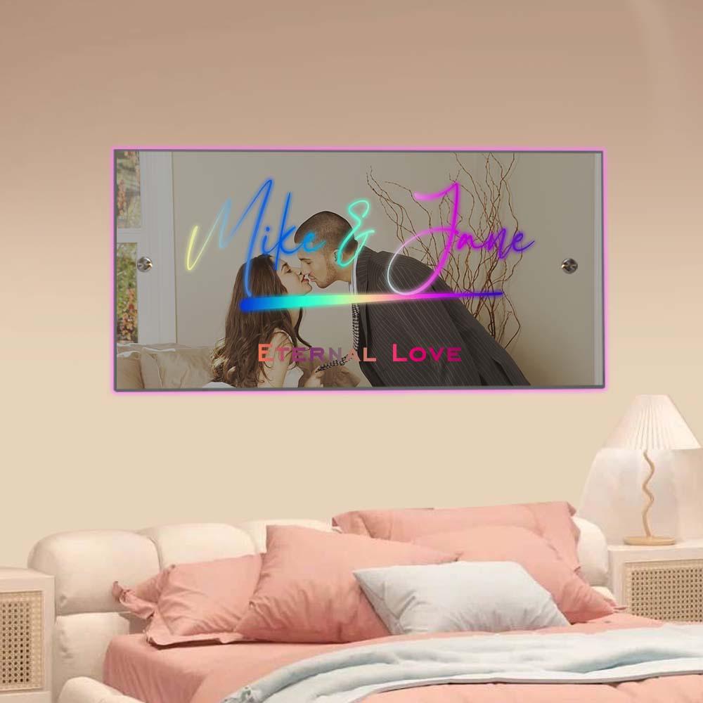 Custom Name Mirror Sign Custom Text Led Multi Color Light Up Wall Hanging Neon Signs Home Decor Gift For Couple