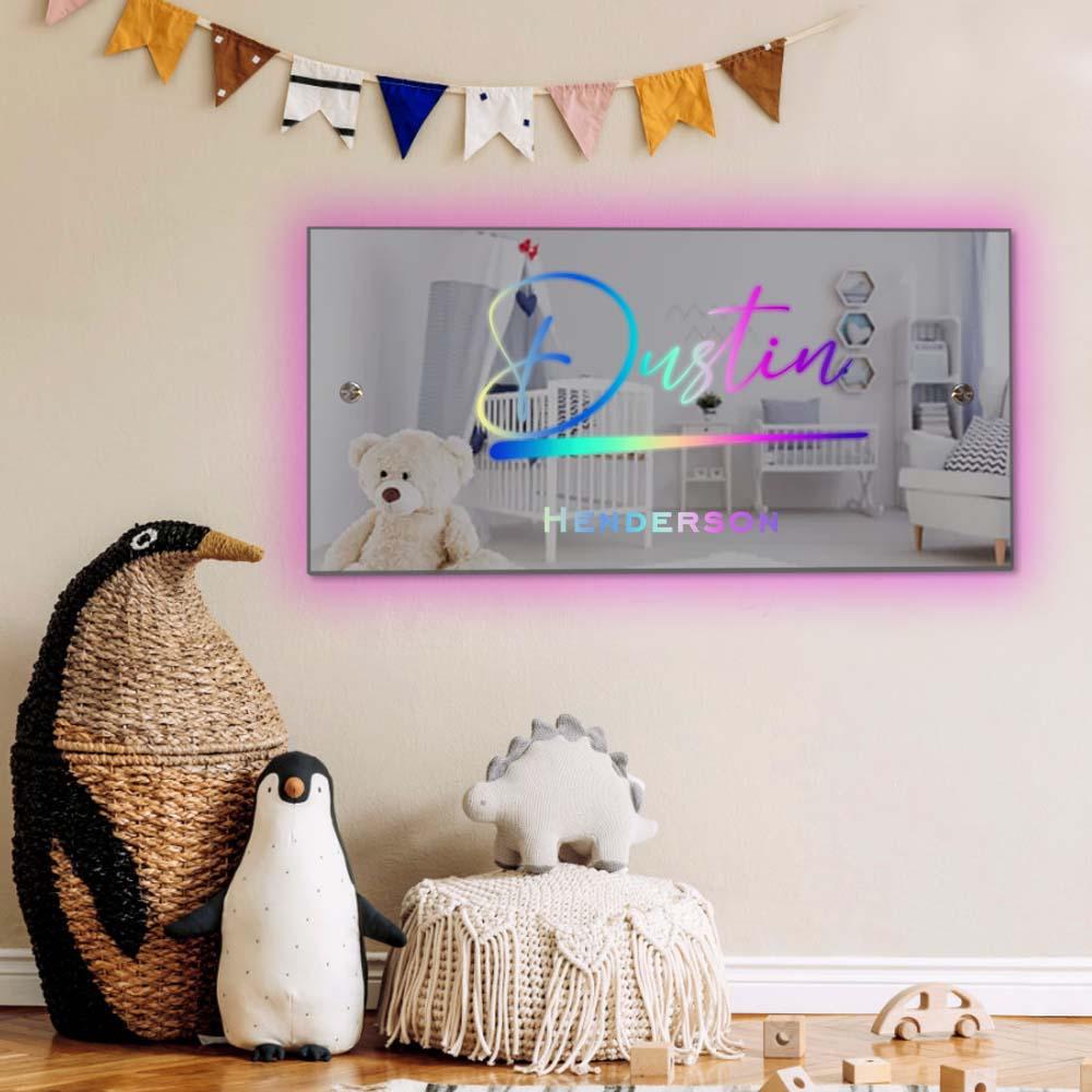 Custom Name Mirror Sign Custom Text Led Multi Color Light Up Wall Hanging Neon Signs Home Decor Gift For Kids