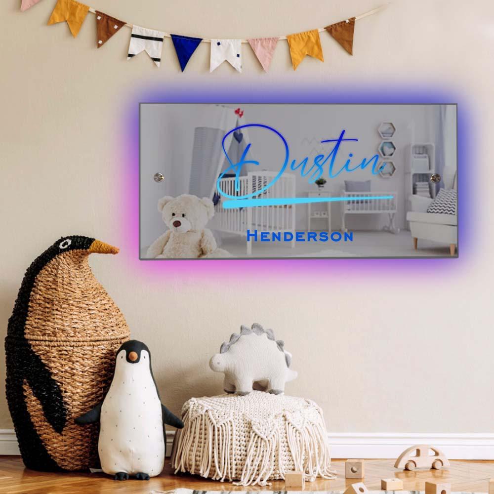 Custom Name Mirror Sign Custom Text Led Multi Color Light Up Wall Hanging Neon Signs Home Decor Gift For Kids