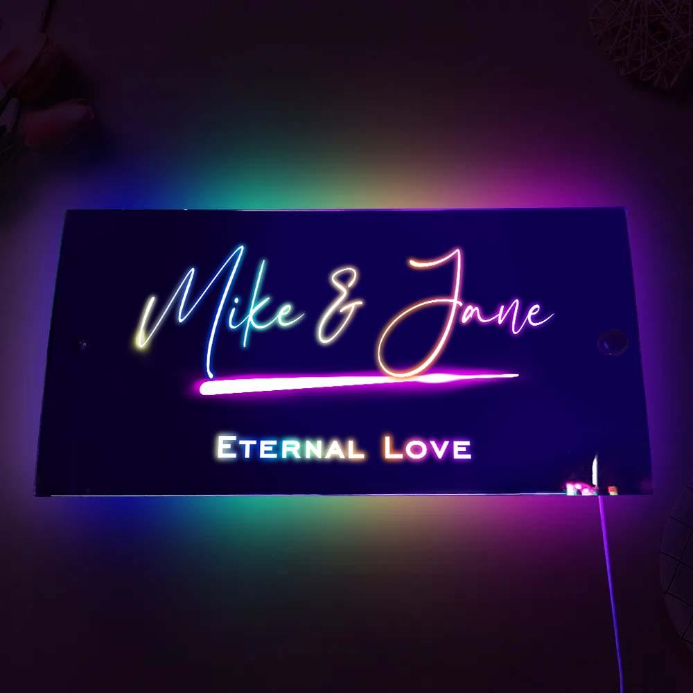 Custom Name Mirror Sign Custom Text Led Multi Color Light Up Wall Hanging Neon Signs Home Decor Gift For Couple