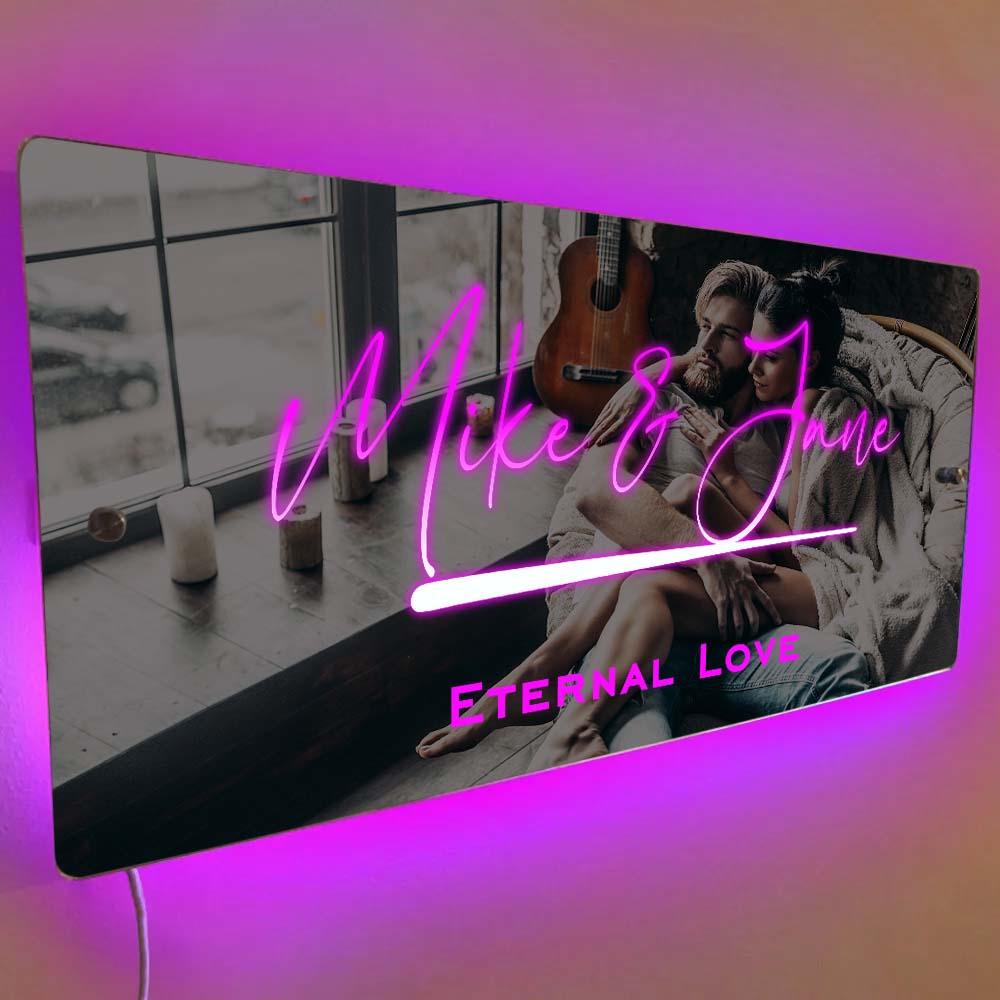 Custom Name Mirror Sign Custom Text Led Multi Color Light Up Wall Hanging Neon Signs Home Decor Gift For Couple