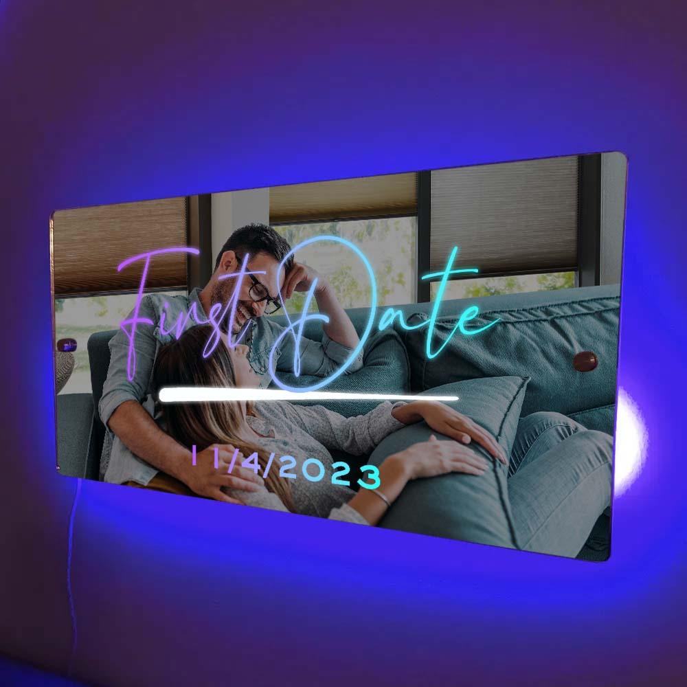 Custom Name Mirror Sign Custom Text Led Multi Color Light Up Wall Hanging Neon Signs Home Decor Anniversary Gift