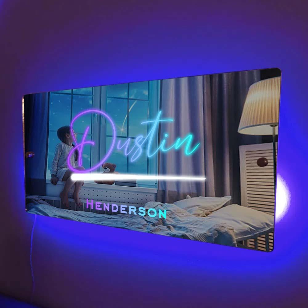 Custom Name Mirror Sign Custom Text Led Multi Color Light Up Wall Hanging Neon Signs Home Decor Gift For Kids