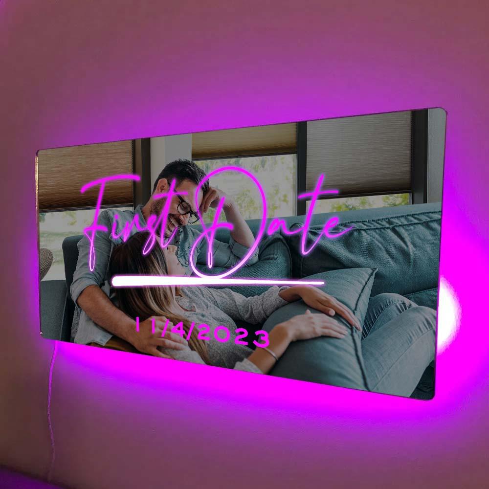 Custom Name Mirror Sign Custom Text Led Multi Color Light Up Wall Hanging Neon Signs Home Decor Anniversary Gift