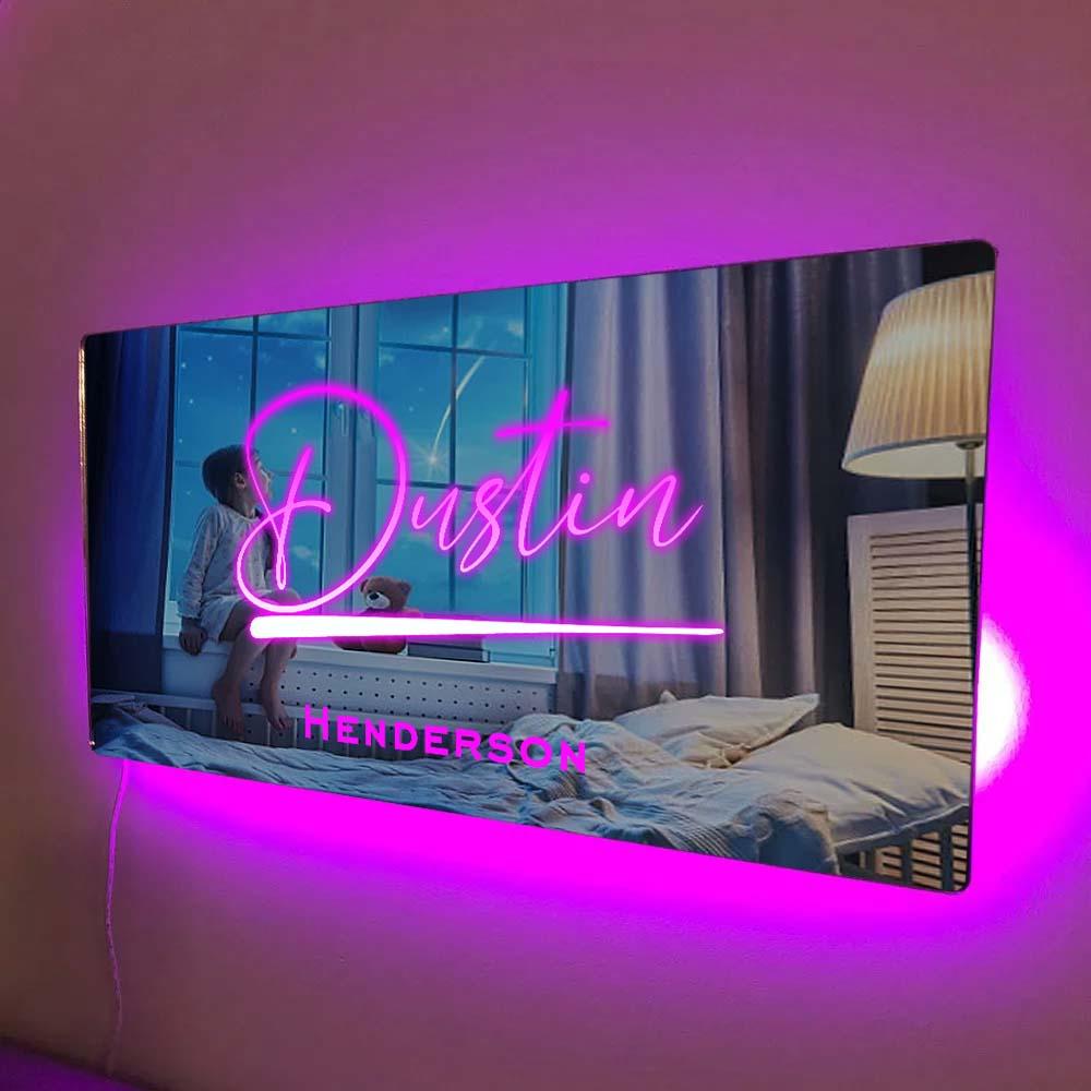 Custom Name Mirror Sign Custom Text Led Multi Color Light Up Wall Hanging Neon Signs Home Decor Gift For Kids