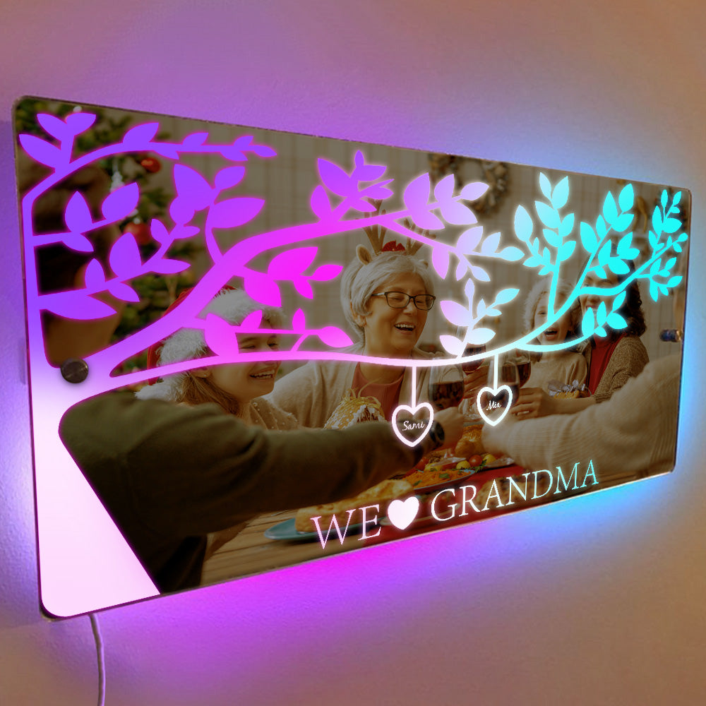 Personalized Name Custom Family Tree Led Mirror Light