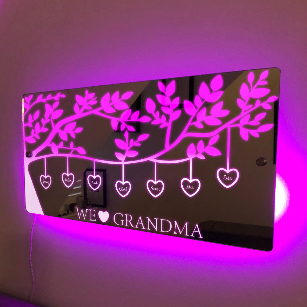 Personalized Name Custom Family Tree Led Mirror Light
