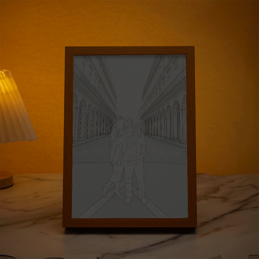 Personalized Lamp Custom Photo Line Art Light Valentine's Gifts for Her