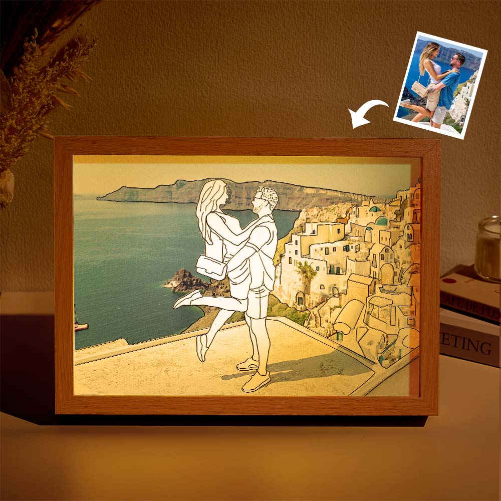 Personalized Lamp Custom Photo Line Art Light Valentine's Gifts for Her