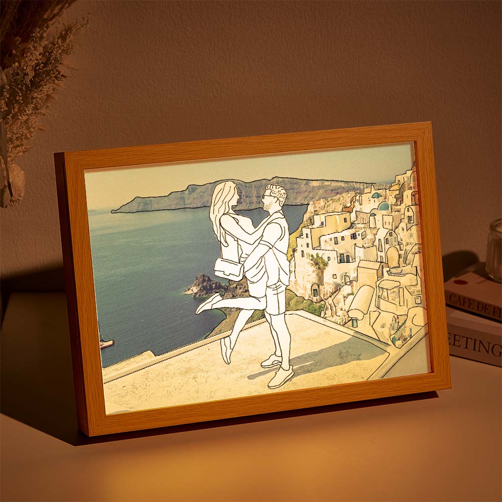 Personalized Lamp Custom Photo Line Art Light Valentine's Gifts for Her
