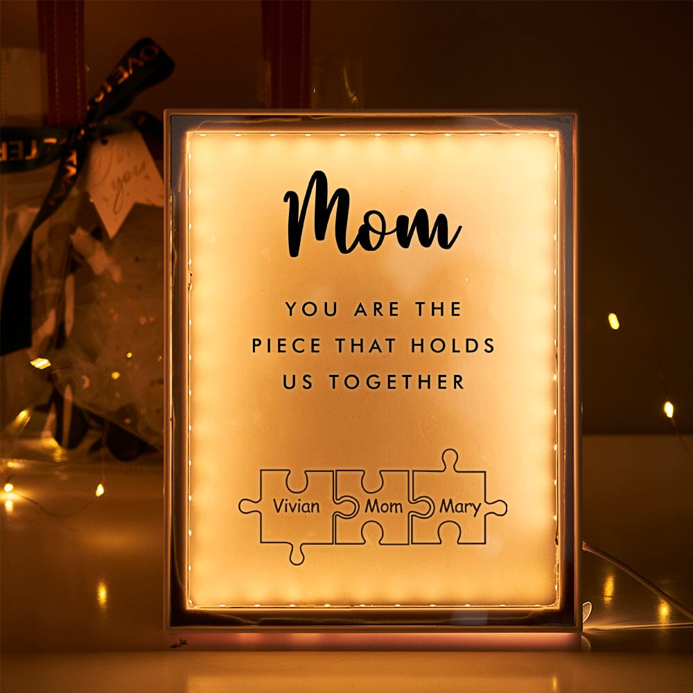 Personalized Name Mirror Light Custom Mom You Are The Piece That Holds Us Together Night Light for Mom