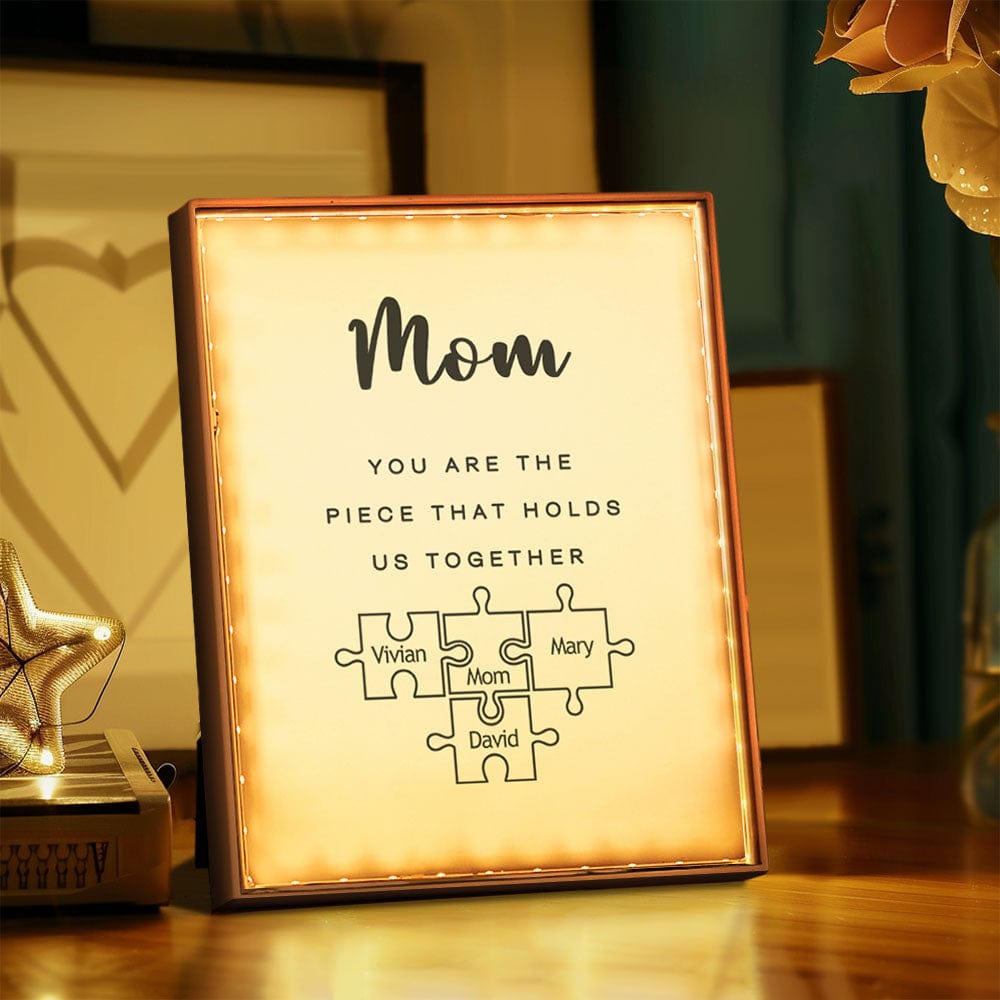 Personalized Name Mirror Light Custom Mama You Are The Piece That Holds Us Together Night Light for Mama
