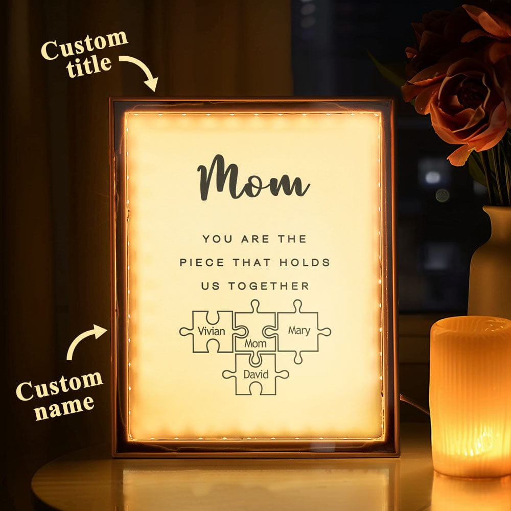 Personalized Name Mirror Light Custom Mom You Are The Piece That Holds Us Together Night Light for Mom