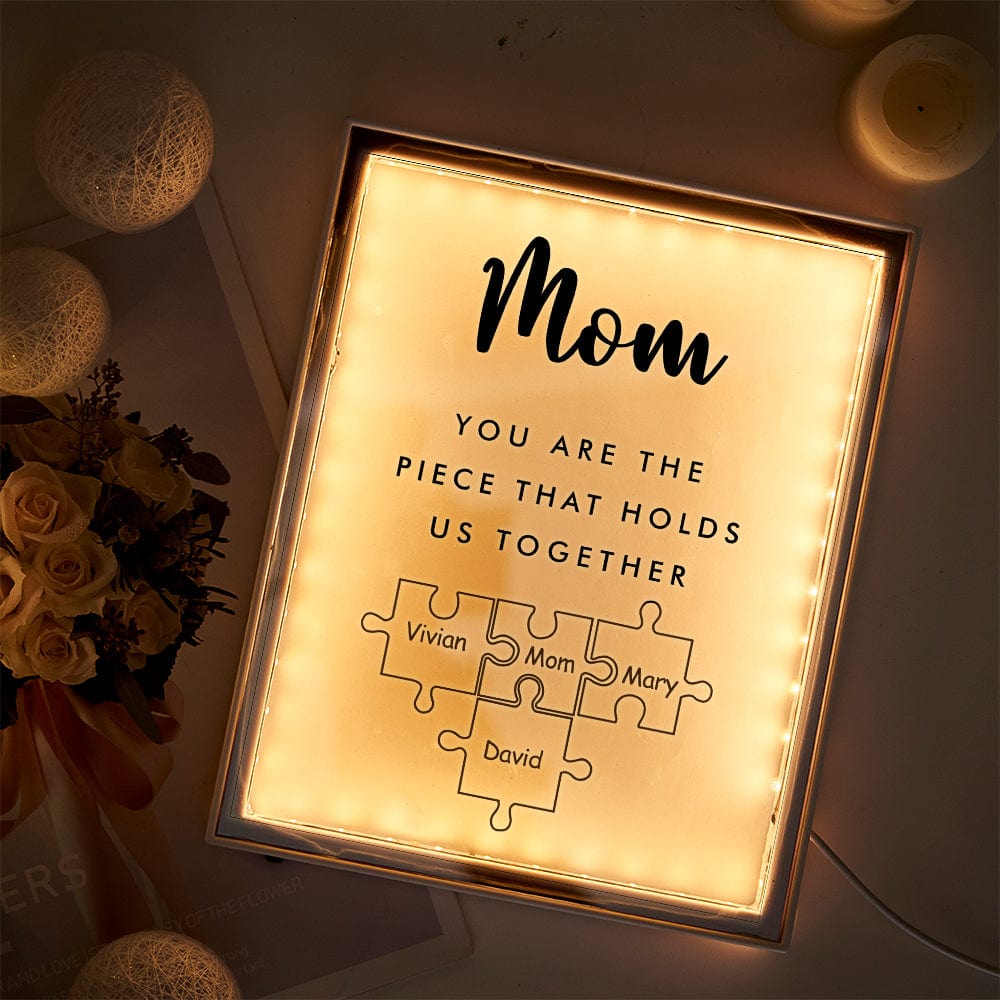 Personalized Name Mirror Light Custom Mama You Are The Piece That Holds Us Together Night Light for Mama