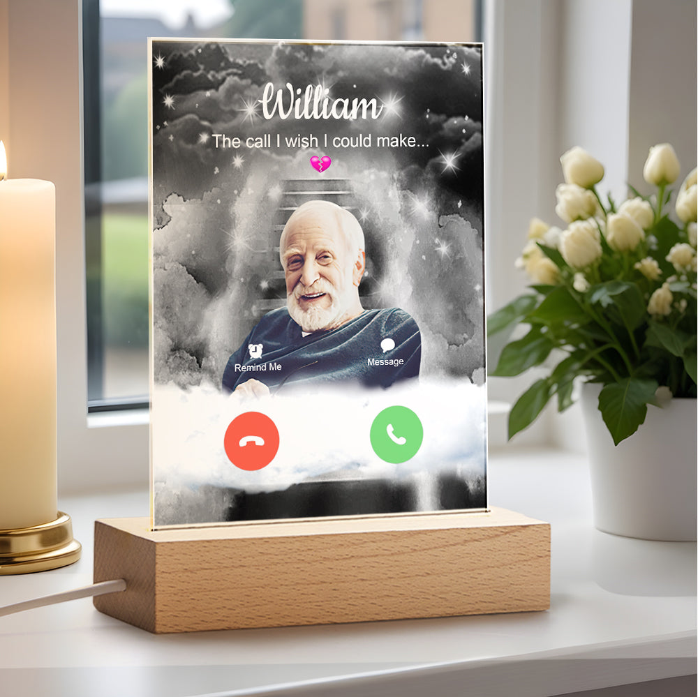 Custom Photo Acrylic Night Light Lamp Memorial Gift Remembrance Personalized Name Night Light