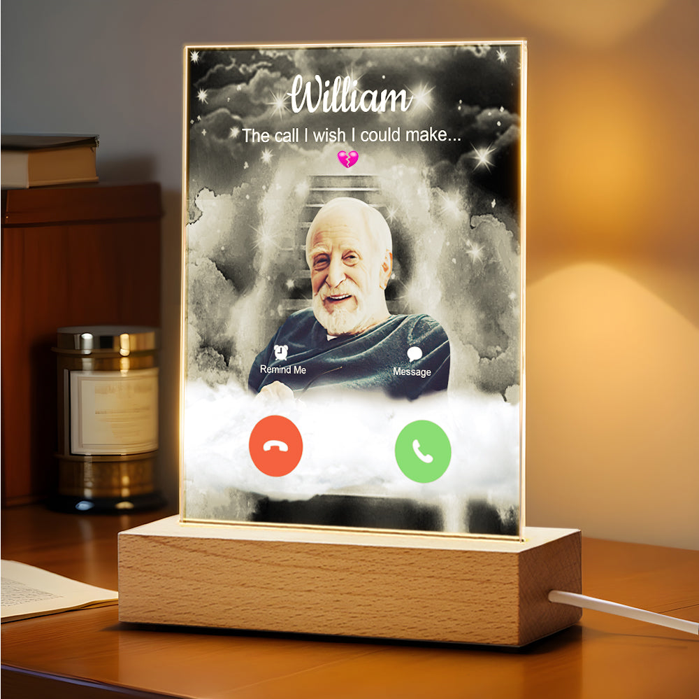 Custom Photo Acrylic Night Light Lamp Memorial Gift Remembrance Personalized Name Night Light
