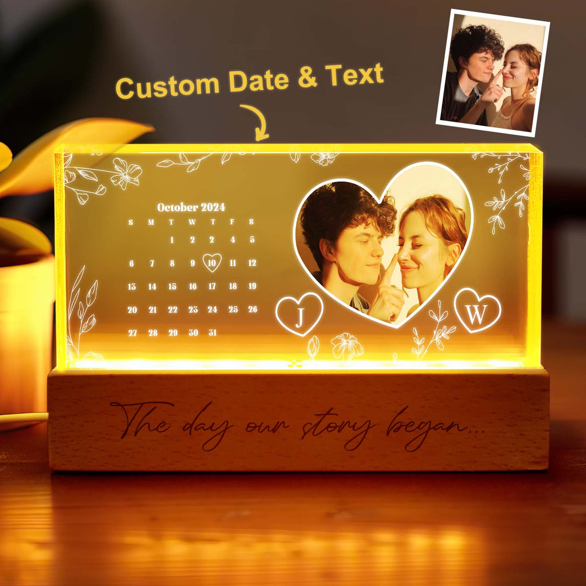 Personalized Calendar Night Light Custom Photo Light Gift for Lover