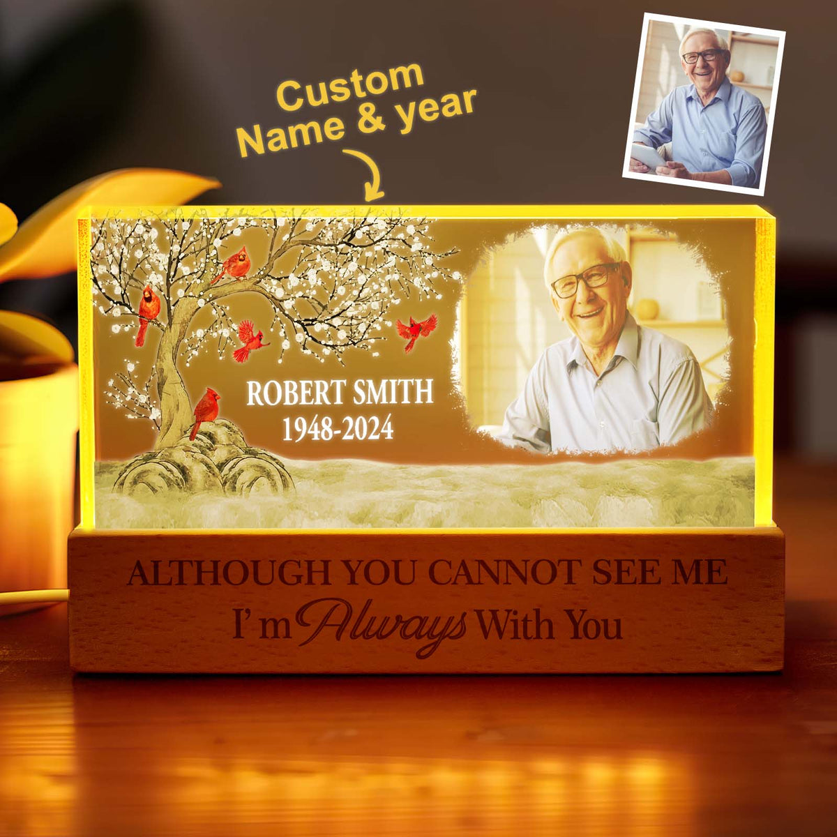 Personalized I'm Always With You Night Light Custom Photo Light Memorial Gift