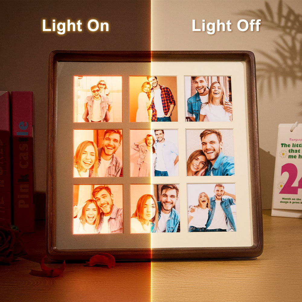 Personalized Photo Collage Photo Frame with Light Gift for Lover