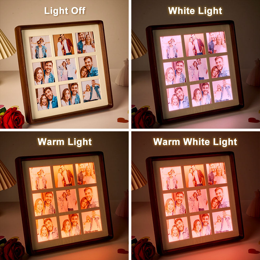 Personalized Photo Collage Photo Frame with Light Gift for Lover