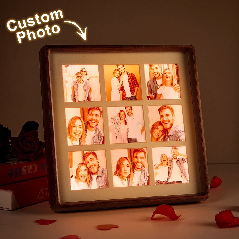 Personalized Photo Collage Photo Frame with Light Gift for Lover