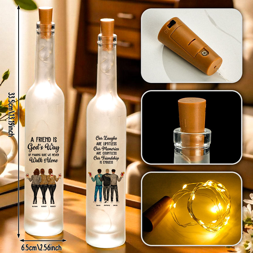 Friend We Never Walk Alone Personalized Bottle Lamp