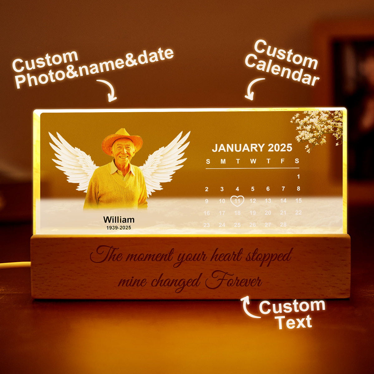 Personalized Photo LED Night Light Cherished Memory of A Loved One A Heartfelt Gift Father's Day Gift