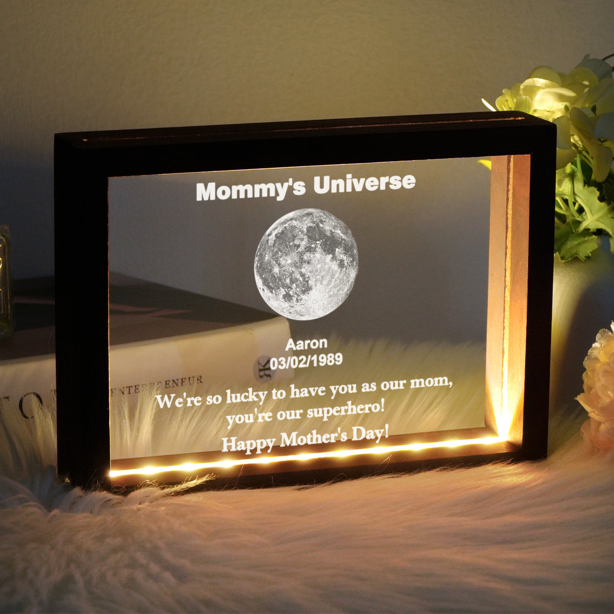 Custom Moon Phase night light Personalizd Birth Date Mother's day Gift for Mom