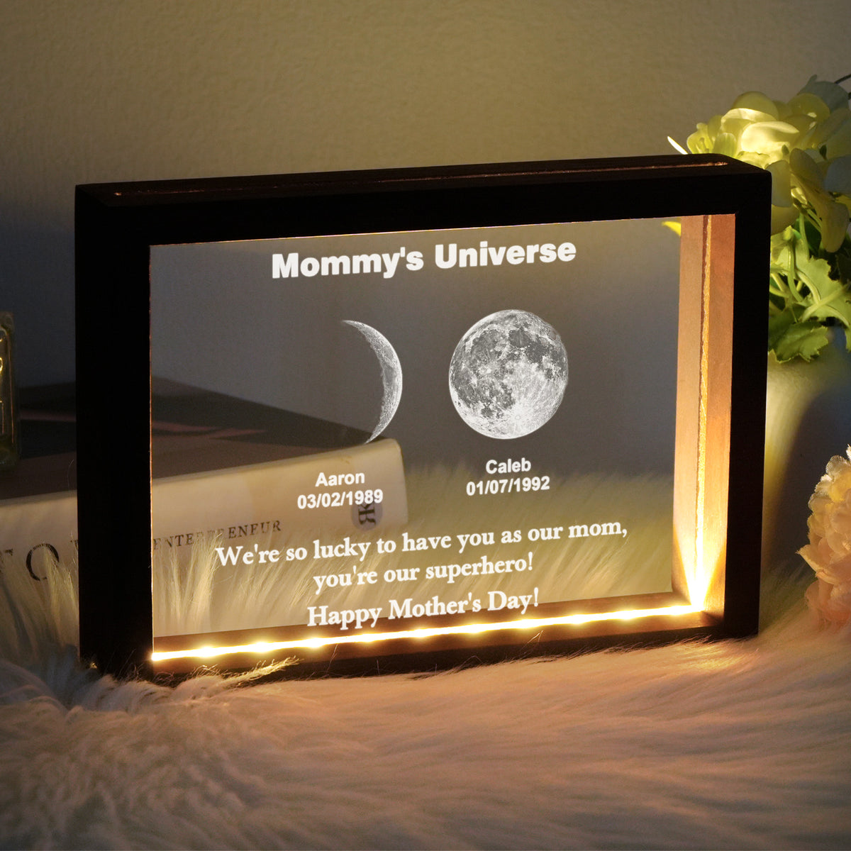 Custom Moon Phase night light Personalizd Birth Date Mother's day Gift for Mom