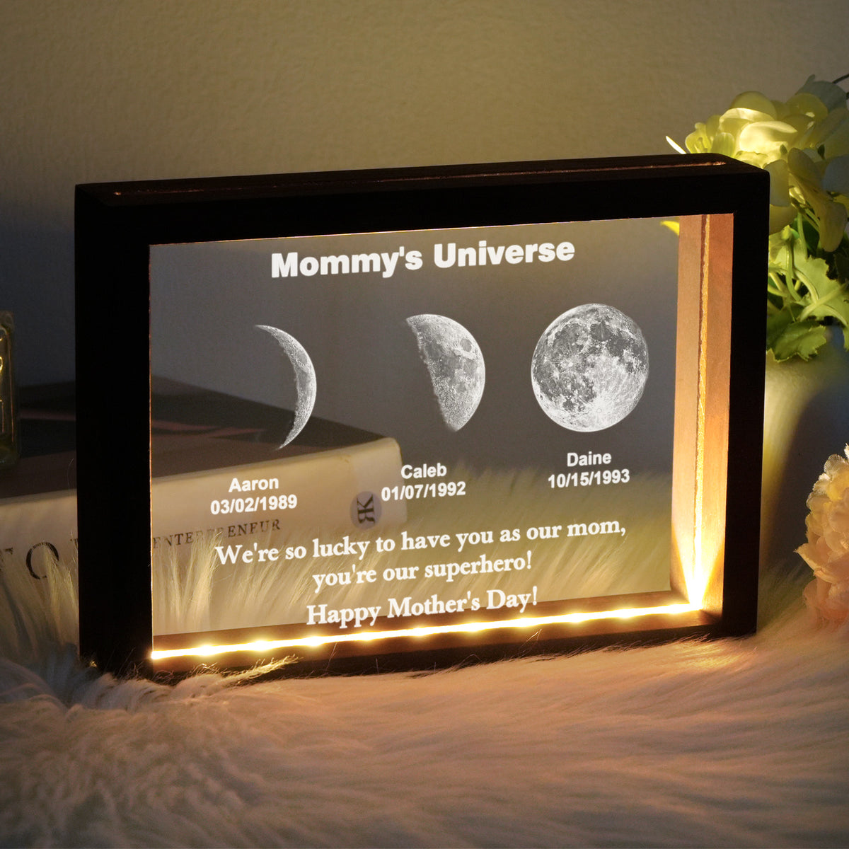 Custom Moon Phase night light Personalizd Birth Date Mother's day Gift for Mom