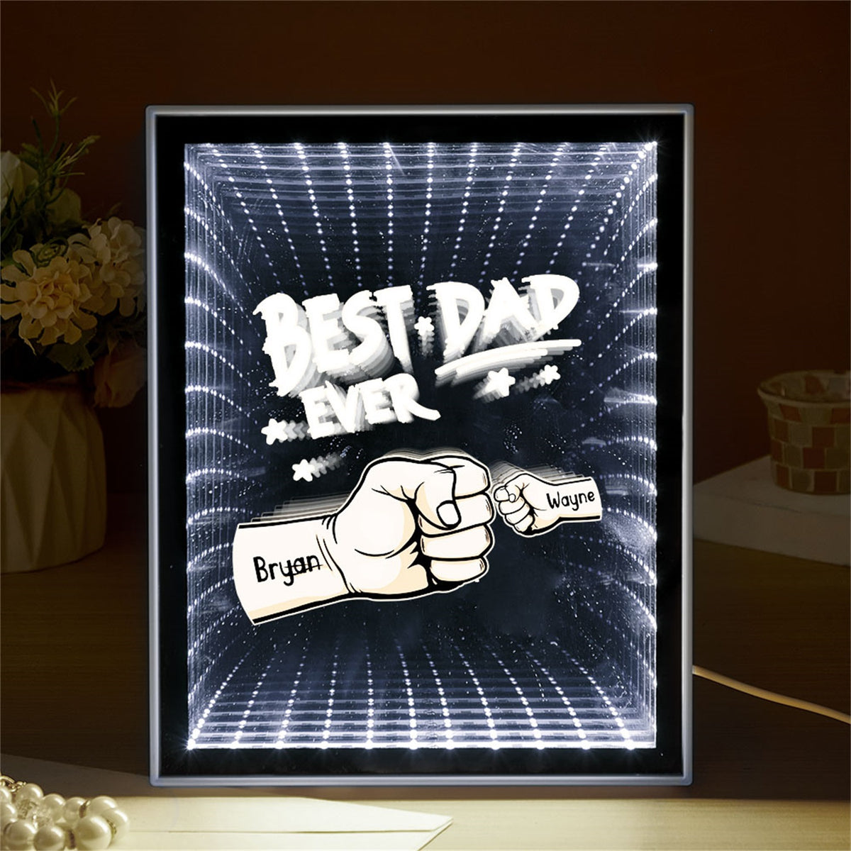 Fist Mirror Light Personalized Night Light Custom Kids Names Father's Day Gifts