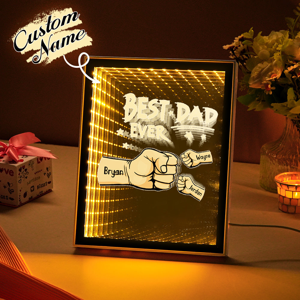 Fist Mirror Light Personalized Night Light Custom Kids Names Father's Day Gifts
