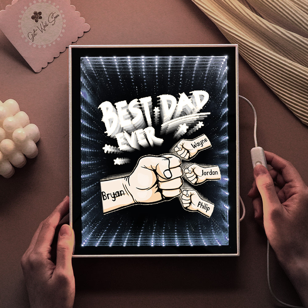 Fist Mirror Light Personalized Night Light Custom Kids Names Father's Day Gifts