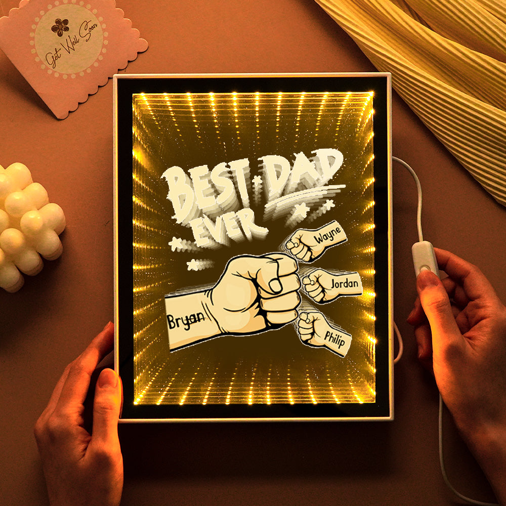 Fist Mirror Light Personalized Night Light Custom Kids Names Father's Day Gifts