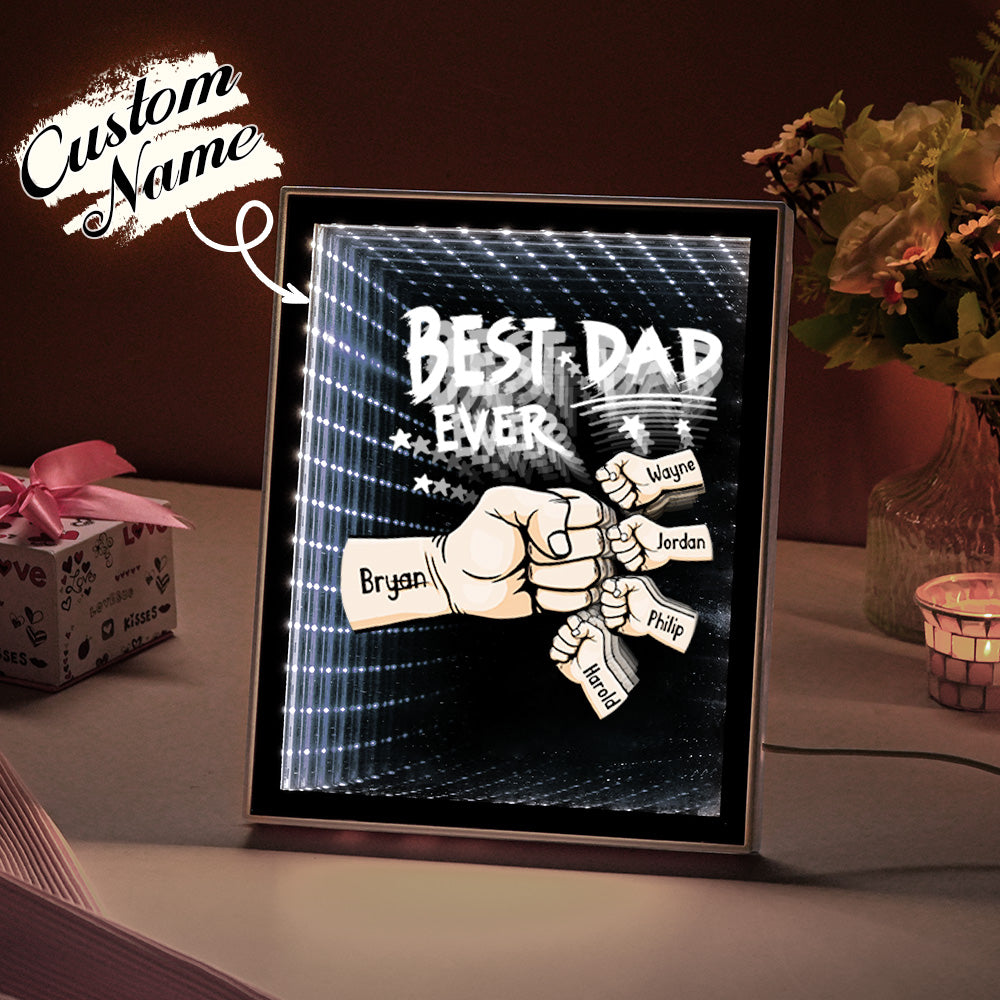 Fist Mirror Light Personalized Night Light Custom Kids Names Father's Day Gifts