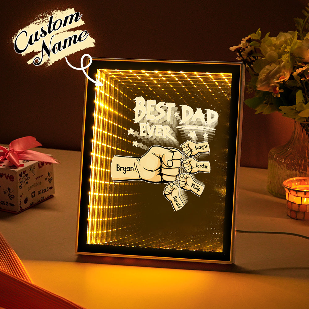 Fist Mirror Light Personalized Night Light Custom Kids Names Father's Day Gifts