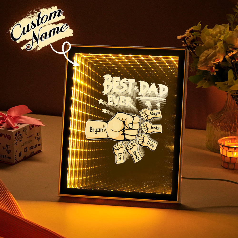 Fist Mirror Light Personalized Night Light Custom Kids Names Father's Day Gifts