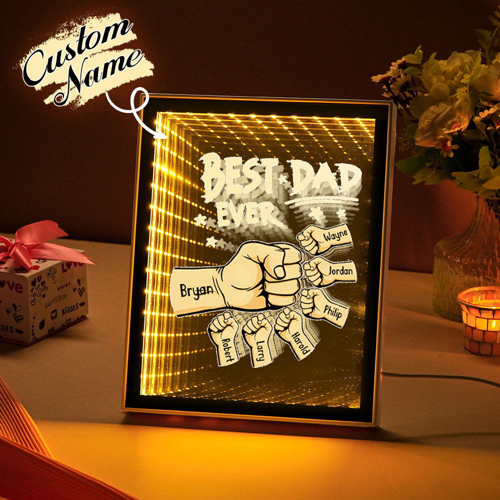 Fist Mirror Light Personalized Night Light Custom Kids Names Father's Day Gifts