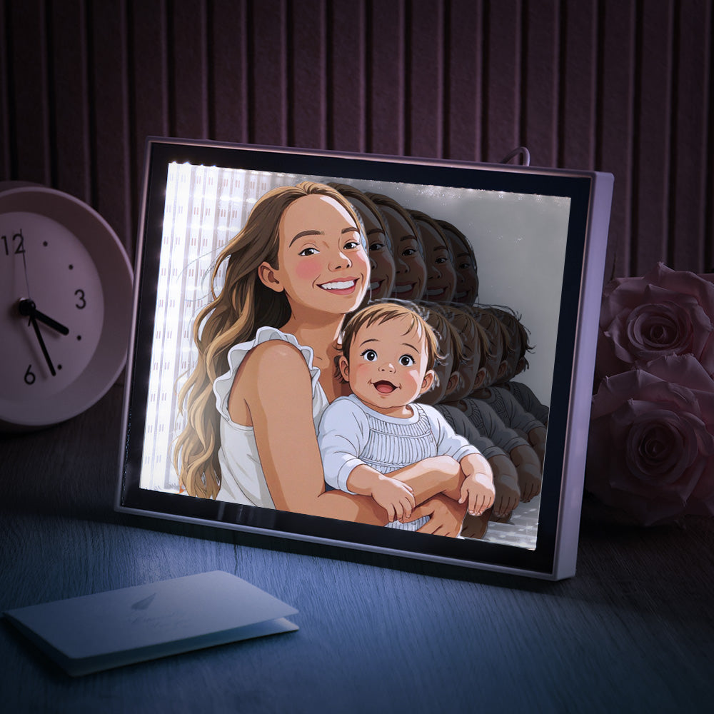 Personalized Gibli Style Mirror Night Light Custom Photo Night Light Best Gifts for Her